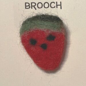Watermelon, needle-felted 100% wool brooch, 1” Handcrafted